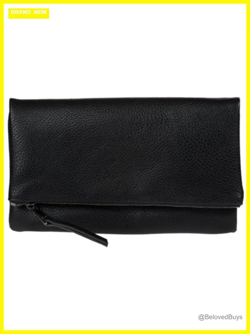 Faux Leather Foldover Clutch Purse with Tassel Zipper Clutch Bag